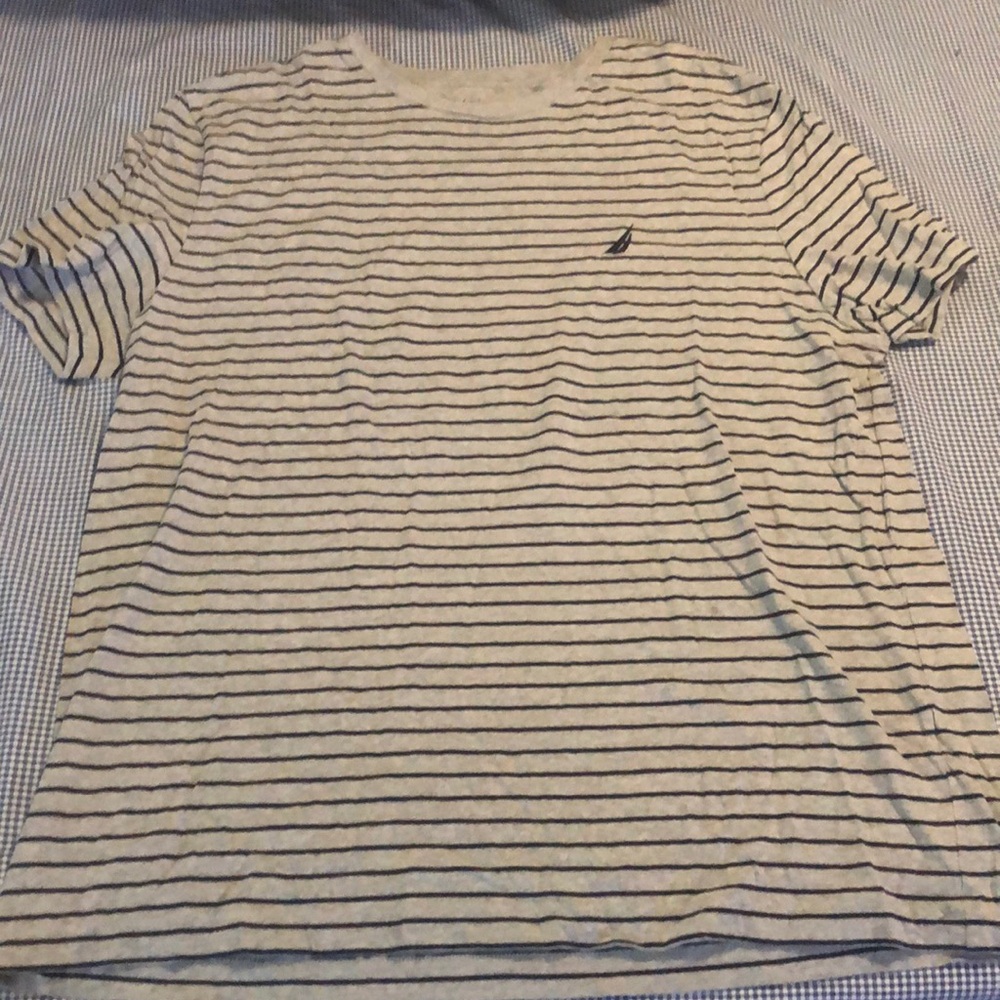 Nauatica grey with navy stripe t-shirt XXL